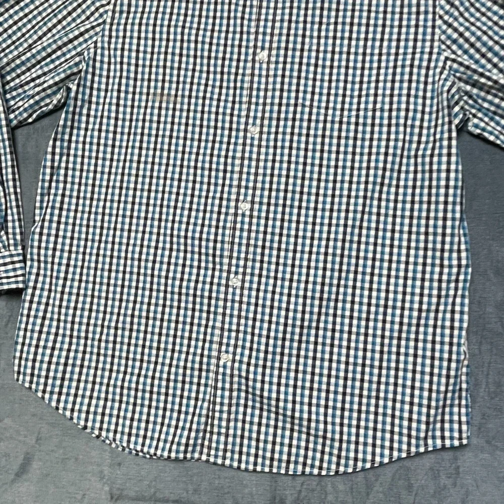 Banana Republic Pinpoint Oxford Shirt Mens 2XL Multicolor Plaid Cotton Stretch